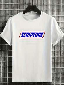 1PC Men's Plus Size Hungry Grab A Scripture T Shirt Matthew 5 6 Christian Faith Quote Religious Gift Apparel - 白色 - 查看 1
