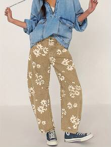 Women'S Y2k Distressed Boyfriend Fit Jeans |   Floral Print, Boot Cut, Mid Waist, Button Fly Closure, Casual Style, Suitable For All Seasons - Nhiều màu - Xem 2