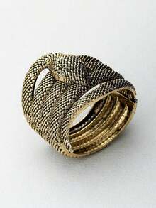 Vintage Golden Metal Snake Shaped Bangle Bracelet, European And American Style 2025 Scar Cover - 銅色 - 查看 2