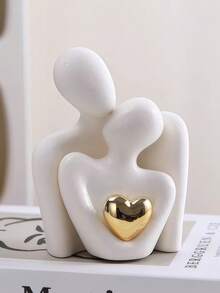 2个迷你情侣雕像（3.35英寸），白色树脂摆件，适合摆放在卧室架子上，是浪漫周年纪念日、婚礼和情人节情侣礼物的理想之选。