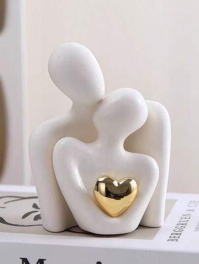 2pcs Mini Couple Statue (3.35 Inches), White Resin Decor, Suitable For Bedroom Shelf, Romantic Anniversary, Wedding And Valentine's Day Couple Gift