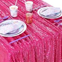 QueenDream 60x102 Inch sequin tablecloth for wedding and party decor-Silver(152.4 x 259.1 cm (Rectangular) Fucsia) - Multicolor - Ver 3