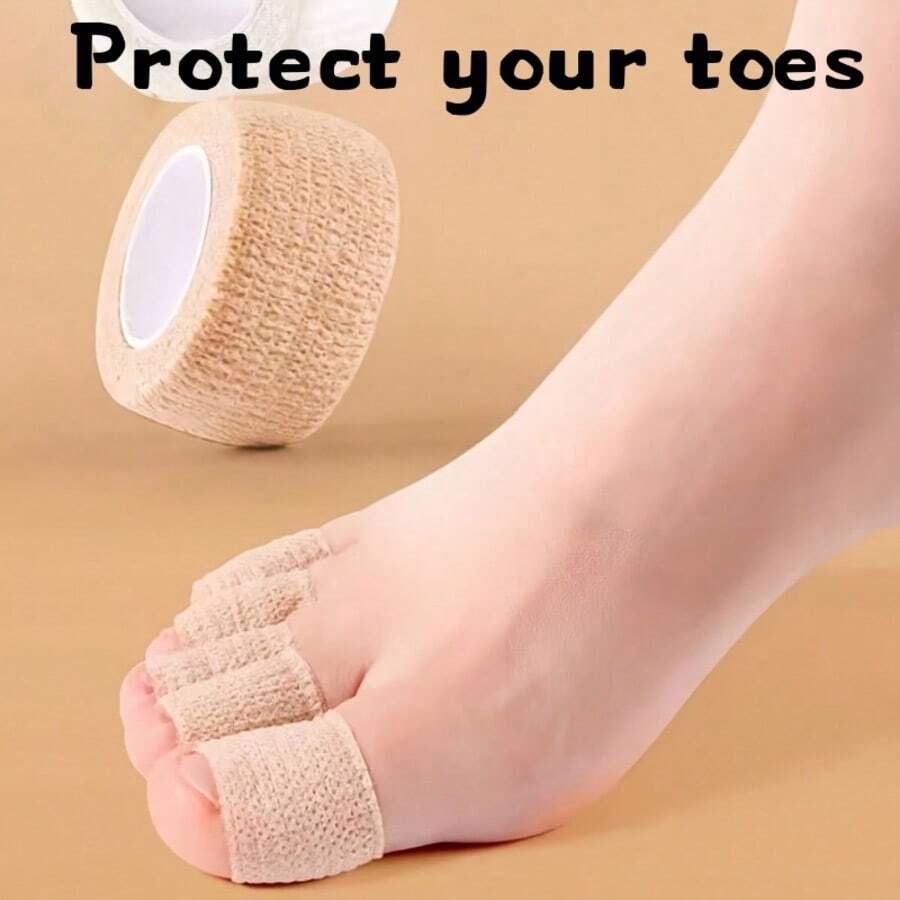 1/2/4/8pcs 2m Stretchable Beige Non-Woven Self-Adhesive Toe Protector Tape, Suitable For Blisters On Toes, Fingers, High Heels, Sports, Breathable Non-Woven Fabric For Fingers, Ankles, Wrists, Waist