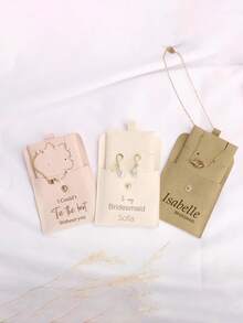 1pc Customized Bridesmaid Earrings, Necklace, Bracelet Jewelry Bag, Travel Jewelry Storage Bag, Personalized Gift Bag, Can Customize Name Imprint, Bridesmaid Jewelry, Bridesmaid Gift, Jewelry Gift