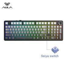 AULA Bàn phím cơ không dây F99 Pro, 3 chế độ kết nối, 99 phím, switch Cherry OEM, pin dung lượng lớn 8000mAh, switch có thể thay nóng, thiết kế gắn gioăng, núm điều khiển đa phương tiện, đèn nền RGB, keycap PBT, phù hợp cho chơi game PC và sử dụng văn phòng. - Nhiều màu - Xem 13