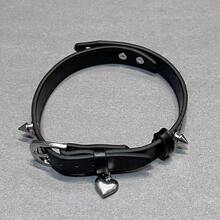 1 Piece Fashion Harajuku Dark Style Belt Buckle Necklace For Women Sweet Cool Spicy Girl Choker Collar Personality Hip Hop Simple Clavicle Chain - Vòng cổ da đen X3402 - Xem 9