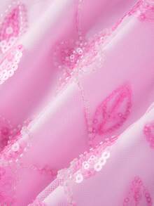 Women Slip Dress, Spaghetti Straps Backless Sequined Flower Slim Fit Summer Mini Dress For Club Party - Pink - View 6