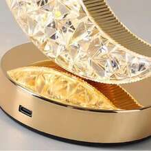 1 Piece Of Crystal Table Lamp With A Creative Moon Design, Adjustable Brightness, USB Rechargeable Bedside Lamp, Home Decor Lamp, Ambient Light, Christmas Gift, Christmas Decoration Lighting, Novel Appearance Lighting, Romantic Moon Night Light,Valentine's Day Gifts, New Year's Gifts - Gold - View 7