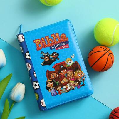 BIBLIA 1960 INFANTIL CHICA SIMIPIEL AZUL CON CIERRE LETRA GRANDE 10P