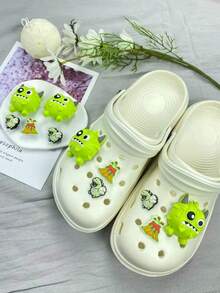 6pcs Cute Green Monster Decoration Set, Detachable PVC Decor, Creative Street Style Accessories, Perfect Holiday Gift - Green - View 3