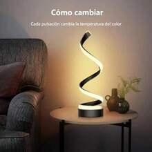 Lámpara de Mesa Minimalista Regulable, Lámparas de Mesilla de Noche Moderna en Espiral, 40cm de Altura, 24W Lámpara Decorativa Contemporánea para Dormitorio, Salón, Oficina(default) - Multicolor - Ver 4