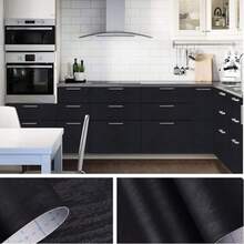 1 Roll Of Self-Adhesive Black Wood Grain Furniture Sticker Suitable For Bedroom Study Home Decoration,Touchable Paper Cabinets Tables And Vinyl Decorative Wallpaper For Renovating Wall Decorations - Black - View 8