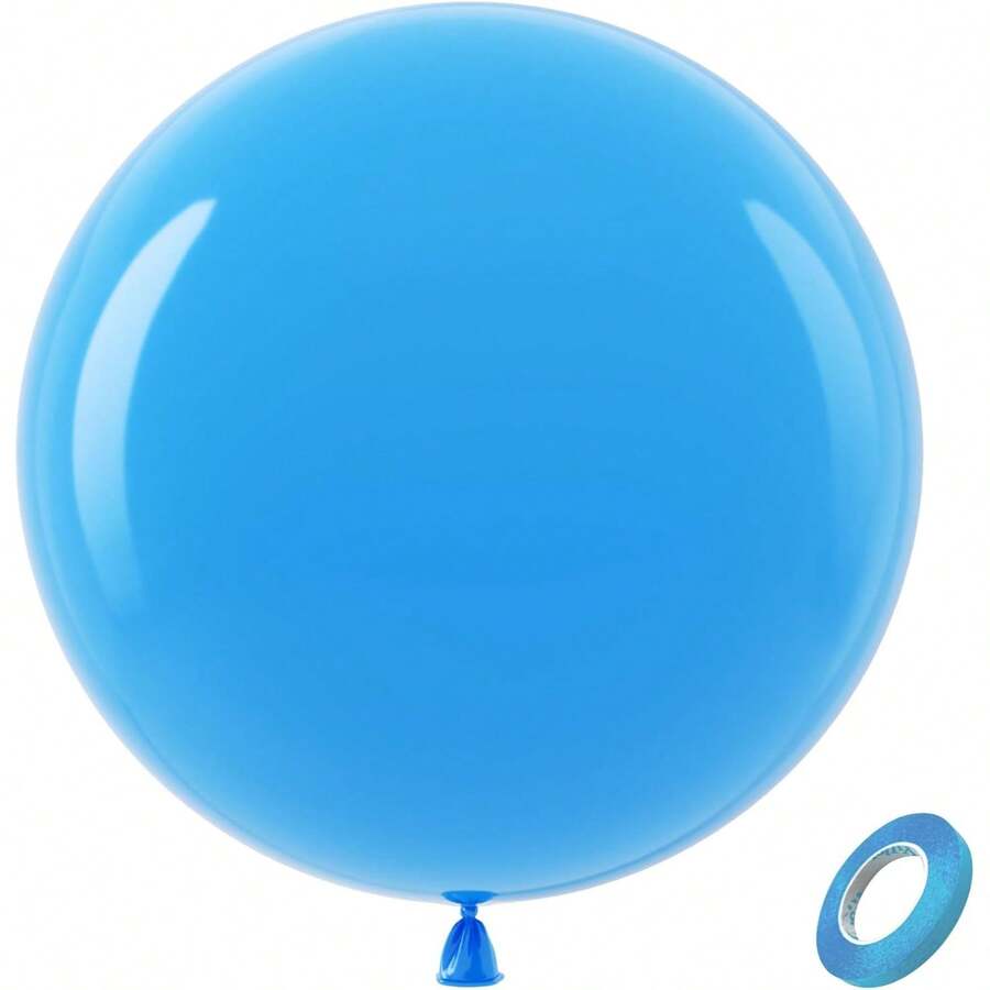 36英寸（约91.4厘米）浅蓝色巨型气球，2/4/6/8/10个装，超大加厚哑光天蓝色乳胶氦气球，适用于花环、拱门、生日、性别揭晓派对、婴儿派对装饰 - 淺藍色 - 查看 1