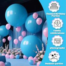 36英寸（约91.4厘米）浅蓝色巨型气球，2/4/6/8/10个装，超大加厚哑光天蓝色乳胶氦气球，适用于花环、拱门、生日、性别揭晓派对、婴儿派对装饰 - 淺藍色 - 查看 2