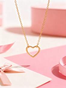 1件装时尚简约镂空心形吊坠项链，女士款，设计独特，百搭，品质优良 - 均碼 - 查看 2