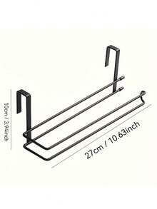 1pc Easy Install Black Metal Paper Towel Holder - Wall Mounted, No Drilling Design, Suitable For Kitchen And Bathroom Organization - Multicolor - View 10