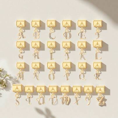 1/5/10pcs Exquisite Fashionable Rhinestone Asymmetrical 26 English Letter Connector Modules - Ideal For DIY Bracelet, Bangle, Ring, Unisex Gift, Stylish Accessory, Jewelry Charm