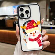 High-Quality Macaron Acrylic Magnetic Phone Case,Snowman Winter Joy Printed Cell Phone Shell Magnetic Charging Phonecase Handy Case, Handy Cover For  11 12 13 14 15 16 17 17 Air 17 Pro 17 Pro Max Shock Resistant Protective Case - Gris - Ver 4