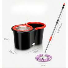 Spin Mop And Bucket Set With 2 Microfiber Mop Heads - 紅黑 - 查看 2