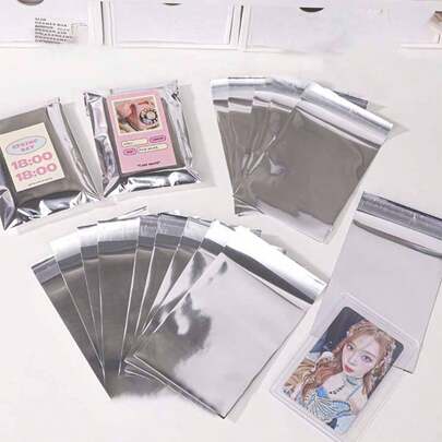 300个/10袋 自粘礼品袋 小卡片膜 自粘袋 镜面膜 徽章封口盲袋 礼品袋 小卡片外包装 适用于派对礼品珠宝包装 万圣节 圣诞节 婚礼、聚会、旅行、毕业典礼、生日、周年纪念日 OPP袋 烘焙食品