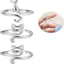 1pc Zinc Alloy Adjustable Ring Crochet Hook With Thread, Handmade Crochet Winding Tool - Multicolor - View 1