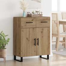 Larryhot Credenza Rovere artigianale 69,5 x 34 x 90 cm Legno multistrato,Robusto e durevole, facile da montare, la scelta ideale per l'arredamento della casa - Castano - Visualizzare 1