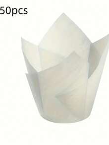 50pcs Standard Tulip Baking Cups, Grease-Proof Cupcake Liners Suitable For Wedding, Valentine's Day, Birthday, Christmas, Anniversary And All Holidays Dessert Cups - Multicolor - View 11