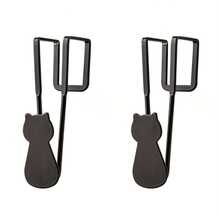2 Heavy Duty Cast Iron Door Hooks - Cute Cat Shaped Door Hooks, Easy To Install, No Tools Required, Space-Saving Organizer For Entryway, Bathroom, Kitchen, Closet - Sturdy Hooks For Hats, Towels, Robes, Bags - Perfect Gift For Cat Lovers, Bathroom Storage, Fun Decoration, Durable Hooks, No Wall Hooks, Home Organizer - 鐵*2 - 查看 8