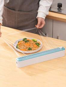 1pc Creative Multifunctional Plastic Wrap Cutter Kitchen Tool With Double-Sided Cutting Blades For Foil And Film Wrap Box