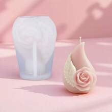 情人节玫瑰花蕾系列创意香薰蜡烛硅胶模具，玫瑰翅膀石膏装饰模具 DIY浪漫玫瑰翅膀香氛花卉装饰模具 - 白色 - 查看 4