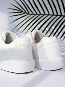 Men's Fashionable Anti Slip Simple Casual Sports Shoes, Student Style, White - White - View 5