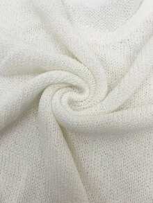 女士宽松针织套头毛衣，纯色，超大款，圆领，中长款，透视斗篷式，街头时尚，返校季，适合春夏穿着