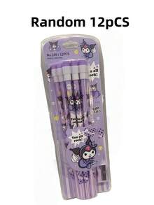 12pcs  HB Pencils Set With Sharpener, Featuring Kitty &  Characters, Suitable For Artists & Beginners, Writing, Drawing, Sketching, Back To School Stationery, Office Supplies, Includes Eraser