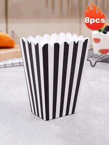 3pcs Striped Paper Popcorn Boxes, Blue, Pink, White - Suitable For Party Favors, Valentine's Day Party, Home Decor, Home Gifts - Multicolor - View 22