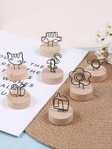 1 pièce Nouveau marque-page créatif de style japonais, support en bois porte-carte de visite rétro, pince à message, accessoire de décoration d'intérieur, pince photo, cadeau idéal pour la Saint-Valentin, le Nouvel An, le petit ami, les parents et la rentrée scolaire - Multicolore - Voir 8