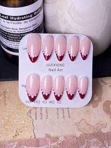 10 piezas de uñas postizas con forma de almendra hechas a mano con diseño de ojo de gato rojo y lunares. Presenta pequeñas decoraciones esféricas blancas hechas a mano, combinadas con puntas francesas pintadas a mano con ojo de gato rojo. Estas elegantes, románticas y minimalistas uñas postizas exudan un encanto sofisticado, sexy y lujoso. Perfectas para uso diario, citas, conciertos y ocasiones laborales ligeras, son un excelente regalo para mujeres y niñas. - Multicolor - Ver 3