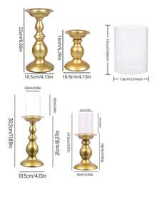 1 Peça/1 Conjunto de Suportes de Vela Romanos de Metal Fosco, Suportes de Vela Estilo Vintage, Para Decorações de Mesa de Centro em Casa, Centros de Decoração de Restaurante, Decorações de Quarto, Decorações Domésticas, Decorações de Vela de Casamento, Decorações de Mesa de Jantar - Dourado - Visão 6