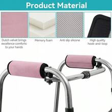 Soft Padded Grip Covers For Folding Wheelchair, Walker, Cane Handles, Mobility Aids (Gray Pink) - GreyishPink - View 11