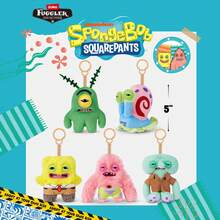 Spin Master 5-Inch Plush Keyrings, /Gary The Snail/Squidward/Sheldon Plankton, Funny Ugly Monster Stuffed Animal With Human-Like Teeth, Collectible Bag Charm For Kids, Tweens, Teens, Adults, Fans Of Weird Plush