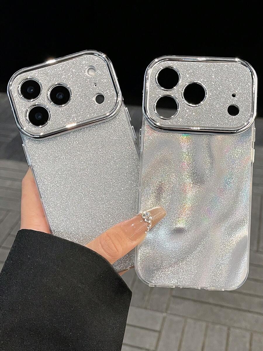 Luxury Glitter Sequins Camera Protection Phone Case Compatible With IPhone 17 ProMax 17 Pro 17 16 ProMax 15 14 13 Shockproof Back Cover Cover - Sterling Silver With Fine Glitter - View 1