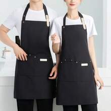 1 Piece Chef Apron Unisex Waterproof Canvas Durable For Restaurant Hotel Baking Beauty Salon Nail Art Kitchen Cooking Y55B - Gray - 查看 4