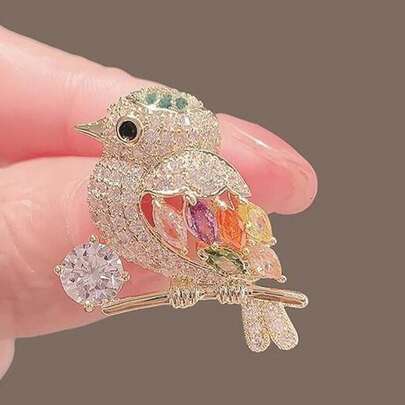 1 chiếc trâm cài áo hình chim dễ thương, phong cách Châu Âu & Mỹ, phụ kiện hoa mũi tên nhiều màu sắc phù hợp với trang phục nam & nữ