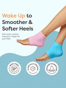 3/2/1 双装硅胶保湿舒缓睡眠袜，软化滋养干裂脚后跟，夜间SPA袜