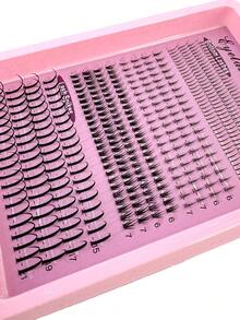 16 Rows Natural Lower Lashes (6-7mm) + Spiky Lashes (15-21mm) Individual Eyelash Extensions Pre-Made Lash Clusters Lightweight Lash Extensions Makeup Accessories - Black - View 6