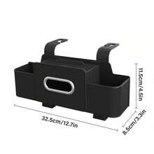 3-In-1 Car Backseat Organizer, Multifunctional Car Seat Back Storage Box, Multifunctional Car Back Seat Storage Organizer-Carstorage Bag With 2 Cup Holders, Tissue Box, Hooks - Black - View 2