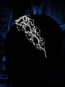 1 件女士时尚简约百搭水晶串珠发带，适合婚礼、典礼、节日等场合头带发带发箍 - 銀色 - 查看 6