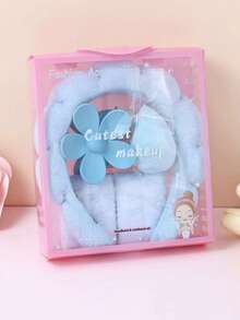 5pcs Girls Hair Accessories Set, Autumn/Winter Facial Cleansing Sponge Cloud Headband, Makeup Headwrap, Versatile Hair Clips Gift Box, Suitable For Daily Use - Multicolor - View 9