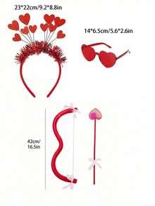 4pcs Best Gift For Christmas & Valentine's Day - Heart Headband, Heart Glasses Case, Cupid's Bow, Surprise For Friends, Suitable For Masquerade Ball, Party, Photo Shoot - Multicolor - View 19