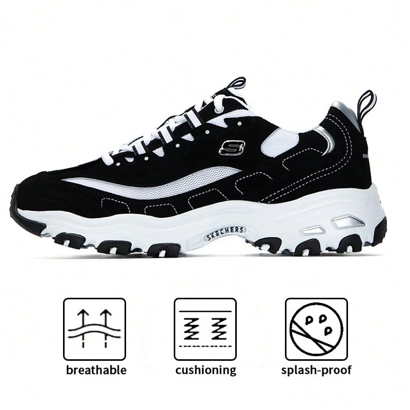 Skechers D'LITES 1.0 熊猫鞋 轻便男士休闲运动鞋,建议选购小一码 894129-BKW - 黑色/白色 - 查看 1