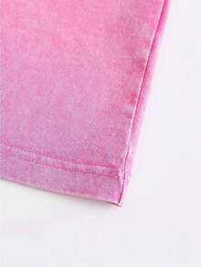 Yuega Tshrit 1pcMen's Pattern Washed T-Shirt - Double Sided Printing, 100% Cotton, Short Sleeved, Summer Casual T-Shirt, Black With White Star Design, Loose Fit, Machine Washable, Daily T-Shirt| Loose Fit Shirt| 100% Cotton T-Shirt, Cotton T-ShirtSummer Clothing Tops - Hot Pink - View 5